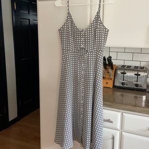 Mid length gray and white dress